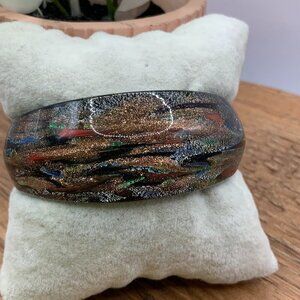 Pier 1 Art Glass Multi Colored Vintage Glass Cuff Style Bracelet